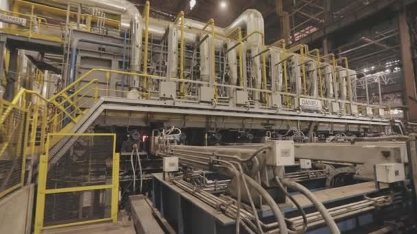 Modern metallurgical plant. Industrial interior. Metal production process in a metallurgical factory. Modern equipment at a metallurgical plant — Stock Video