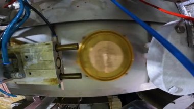 Taşıma bandında pasta yapma süreci. Modern şekerleme fabrikası. Otomatik taşıma hattı üzerinde pasta