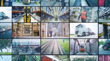 Büyük bir şirkette lojistik. Bir videoda lojistik işlem. Modern depo kolaması.