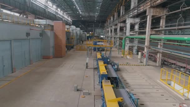 Hot Metal Conveyor Line Red Hot Metal Production Rolled Metal — Stock Video