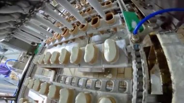 Otomatik dondurma üretimi. Otomatik dondurma üretim hattı. Dondurma üretimi.