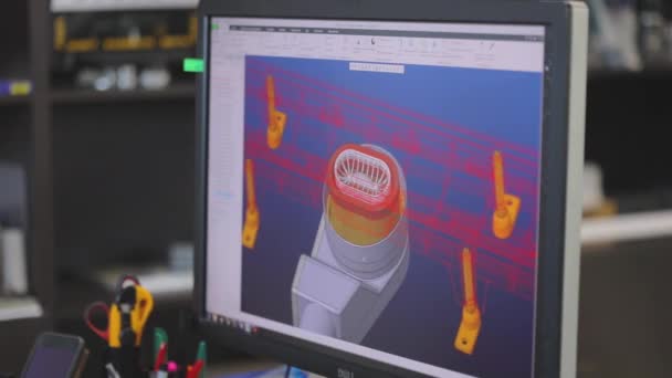 Visualización de un desagüe para una ducha. Modelado 3D. modelado 3d de los desagües de ducha. modelo 3d de una escalera de ducha — Vídeos de Stock