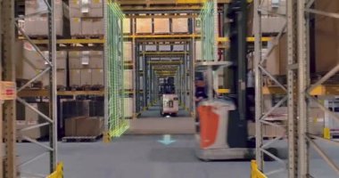 Modern deponun gelecekteki konsepti. Modern bir deponun görüntüsü. Yapay zekanın görüntülenmesi