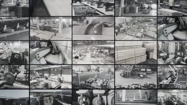 Rahmen Einer Holzbearbeitenden Fabrikcollage Holzcollage Große Holzverarbeitungsfabrik — Stockvideo