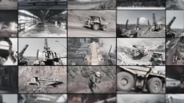 스크린 비디오 채석장이야 스크린 비디오의 사이클 철광석 광산에서의 중장비 — 비디오