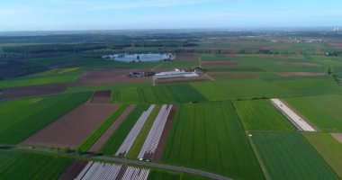 Avrupa tarımı, bakımlı tarlalar, üst görünüm, renkli tarlalar..