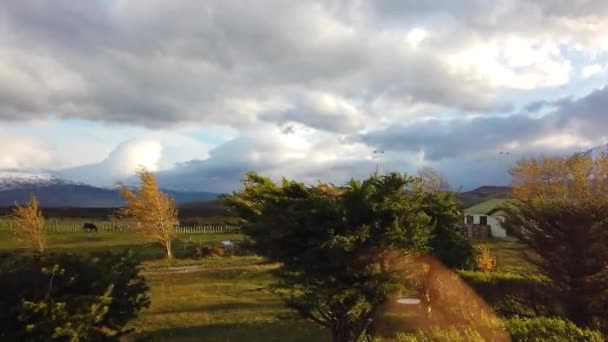 Solnedgång Patagonien Stark Vind Solnedgången Patagonien — Stockvideo