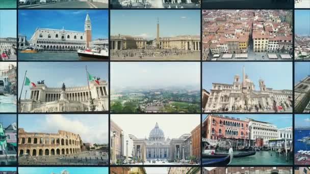 Italië Multiscreen Beste Plekken Italiaanse Videowand Italië Split Scherm — Stockvideo