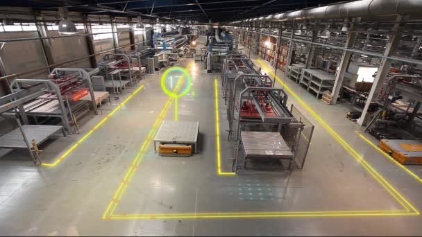 Automatiserad Fabrik Med Självstyrda Robotar Robotar Automatiserad Fabrik Visualisering Teknik — Stockvideo