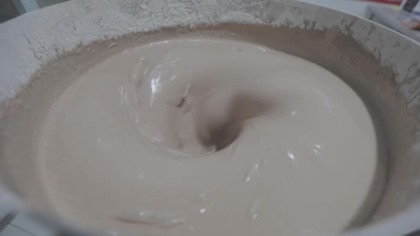 Robię Forsę Gofry Przygotowanie Ciasta Pieczenia Gofrów Produkcja Żywności Proces — Wideo stockowe