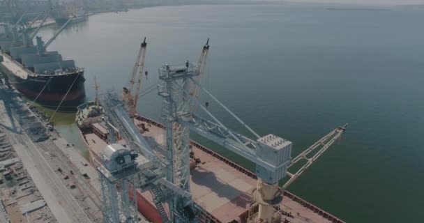 Büyük Bir Limanın Genel Planı Liman Üzerinde Kargo Gemileriyle Uçmak — Stok video