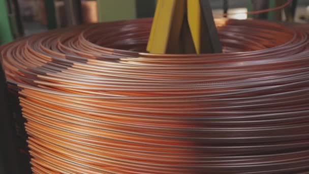 铜电缆 一卷铜电缆 铜电缆制造 — 图库视频影像