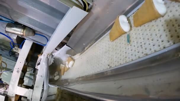 アイスクリームの生産 アイスクリームの自動生産 自動アイスクリーム製造ライン — ストック動画