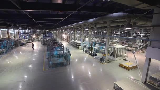 自动化工厂的自我管理机器人 在自动化工厂里的机器人自动化工厂技术的可视化 — 图库视频影像