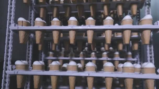 アイスクリームの生産 アイスクリームの自動生産 自動アイスクリーム製造ライン — ストック動画