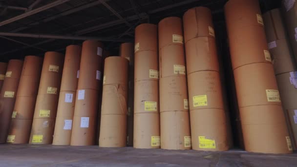 Forklift Carrying Large Roll Paper Forklift Carrying Paper Factory Loader — Video Stock