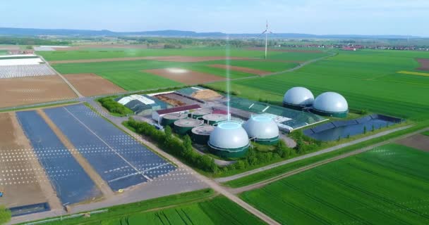 Large Biogas Plant Aerial View Visualization Modern Technologies Data Sciences — Stockvideo