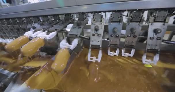 Freezing Ice Cream Factory Automatic Production Ice Cream Ice Cream — Vídeo de Stock