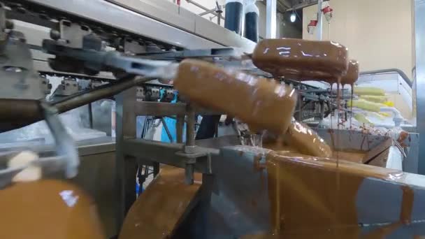 Freezing Ice Cream Factory Automatic Production Ice Cream Ice Cream — Vídeo de Stock