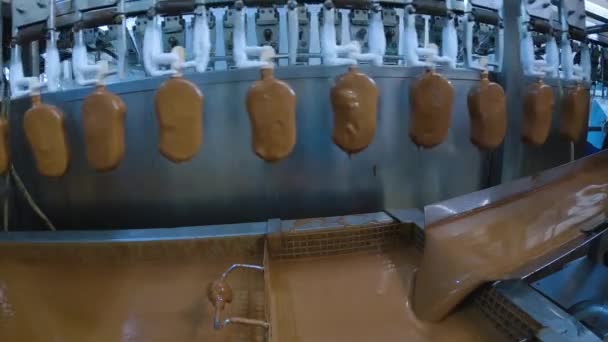 Ice Cream Dipped Chocolate Ice Cream Factory Ice Cream Chocolate — ストック動画