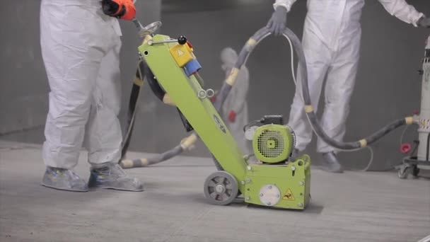 Processing Concrete Floor Grinder Close Grinding Concrete Floor Large Plan — Stok video