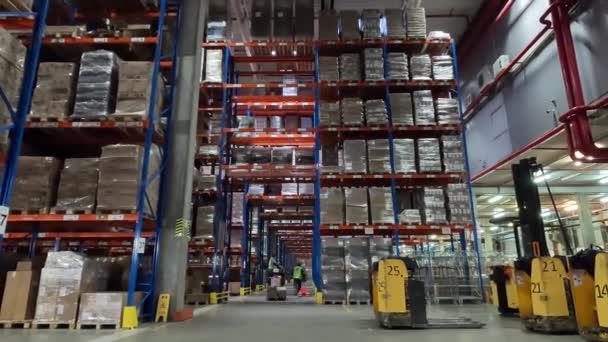 Large Warehouse Workers Work Warehouse General Plan Time Lapse Workflow — Video