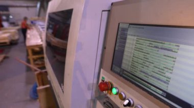 Modern equipment in a factory, modern woodworking machine. Cnc machine.