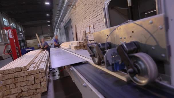Furniture Manufacture Conveyor Furniture Factory People Work Pavement — ストック動画