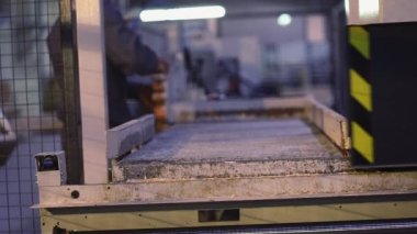 Furniture production, furniture production process, the work of modern machines in the factory.