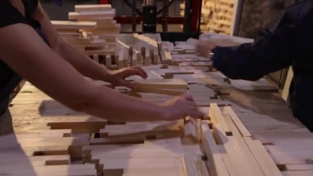 Women Work Furniture Factory Workflow Furniture Factory Sorting Furniture Bar — Video