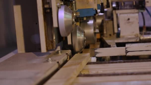 Processus Production Meubles Production Panneaux Meubles Gros Plan Sur Mécanisme — Video