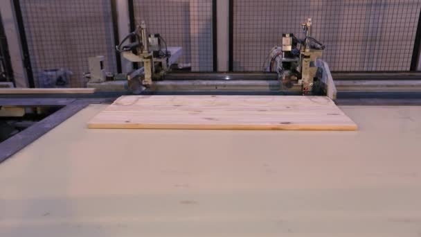 Виробництво Меблевих Панелей Сучасна Меблева Фабрика Сучасна Конвеєрна Лінія Меблевій — стокове відео