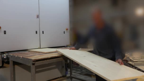 Industrielle Innenausstattung Arbeitsprozess Einer Holzbearbeitenden Fabrik Möbelproduktion — Stockvideo