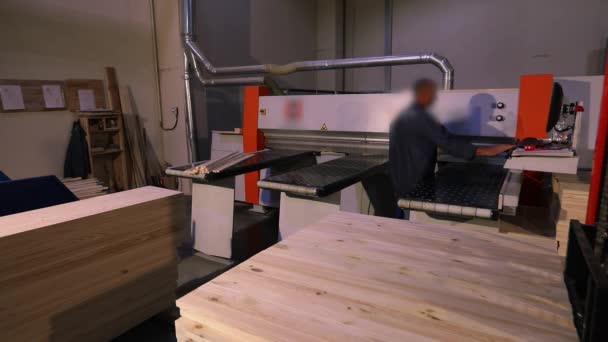 工业内部 木材厂工作流程 家具生产 — 图库视频影像