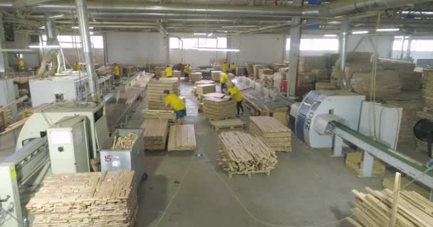 Folk Jobbar Butiken Verkstad För Tillverkning Möbelskivor Industriell Inredning Verkstad — Stockvideo