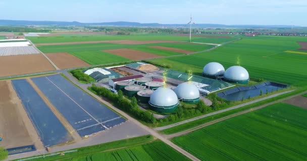 Large Biogas Plant Aerial View Visualization Modern Technologies Data Sciences — 비디오