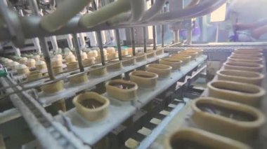 Dondurma üretimi. Otomatik dondurma üretimi. Otomatik dondurma üretim hattı.