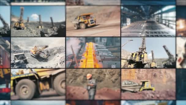 Tung Metallurgi Tung Metallurgisk Öppnare Kraftigt Industriellt Collage — Stockvideo