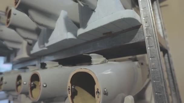 Production Drones Factory Uav Blanks Shelves Production Military Uavs — Stockvideo
