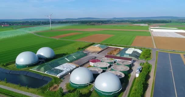 Large Biogas Plant Aerial View Visualization Modern Technologies Data Sciences — ストック動画