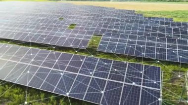 Modern solar farm. The concept of a modern solar farm. Display Visualization of modern technologies in a solar power plant.