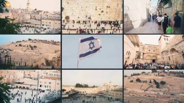 Культовое Место Христиан Израиль Знаковые Места Иерусалима Иерусалимский Мультиэкран — стоковое видео