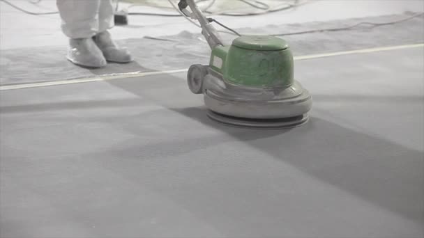Processing Concrete Floor Grinder Close Grinding Concrete Floor Large Plan — Vídeo de stock