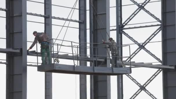 Estrutura Metálica Edifício Industrial Construção Edifício Industrial Construção Grande Armazém — Vídeo de Stock