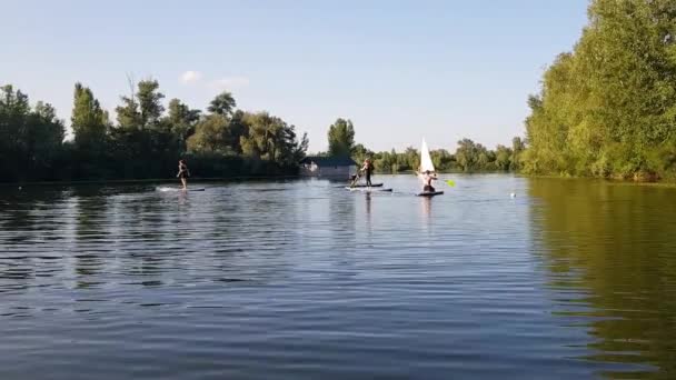 Girls Sports Exercises Sup Board Physical Exercises Sup Board Sports — Video