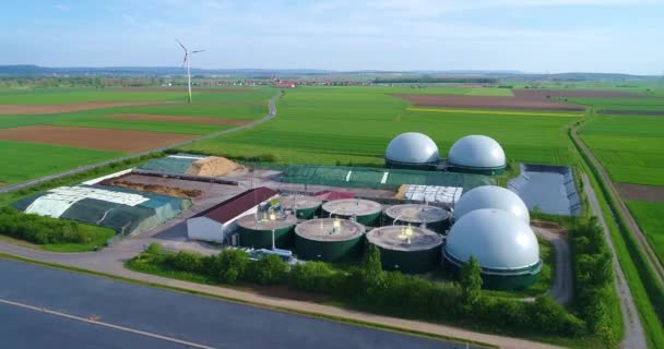 Large Biogas Plant Aerial View Visualization Modern Technologies Data Sciences — Stock video