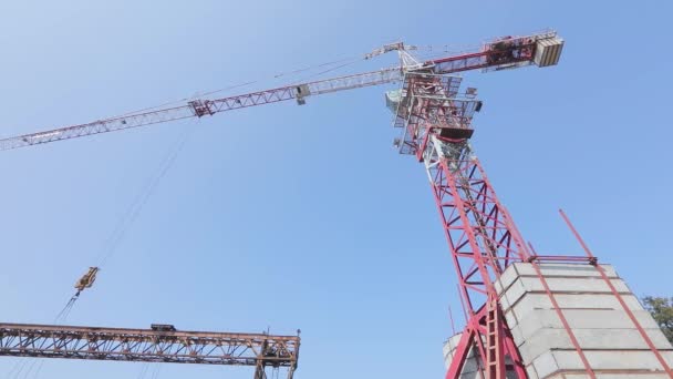 Tower Crane Construction Site Construction Crane Tower Crane Working Construction — ストック動画