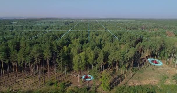 Coupe Bois Avec Équipement Moderne Journalisation Légale Partir Drone Concept — Video