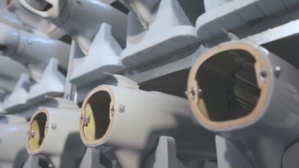 Production Drones Factory Uav Blanks Shelves Production Military Uavs — стоковое видео