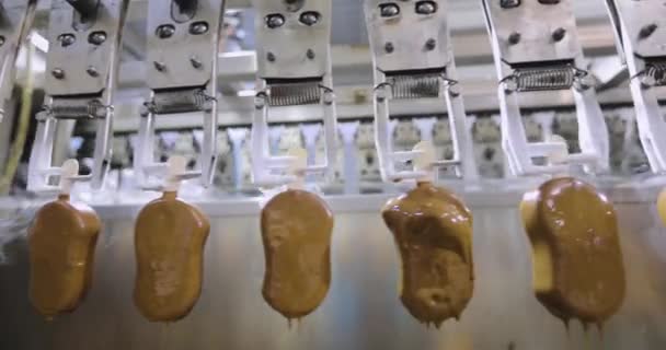 Freezing Ice Cream Factory Automatic Production Ice Cream Ice Cream — Stockvideo